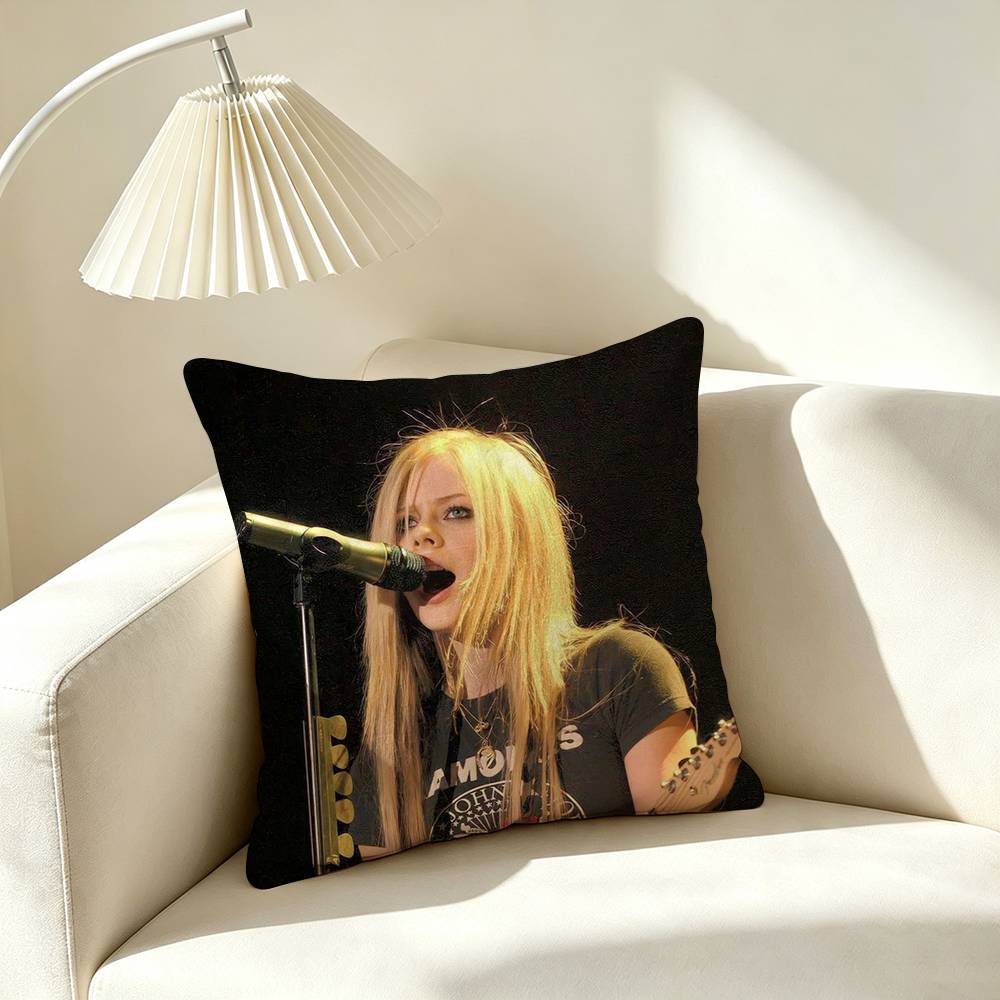 A-Avril lavigne Punk Icon Square Double-Sided printed Pillow Case Bedroom Bedside Pillow Sofa Cushion Cover