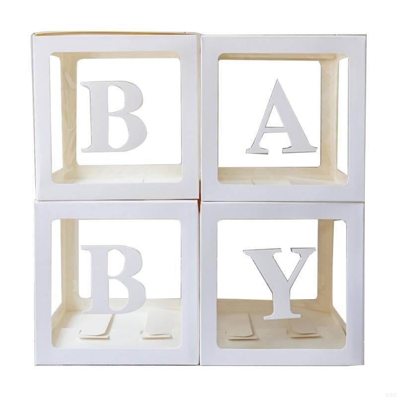 

4pcs Love Boxes with Letters for Wedding Baby Shower Blocks Clear Box Set Gift X3UC