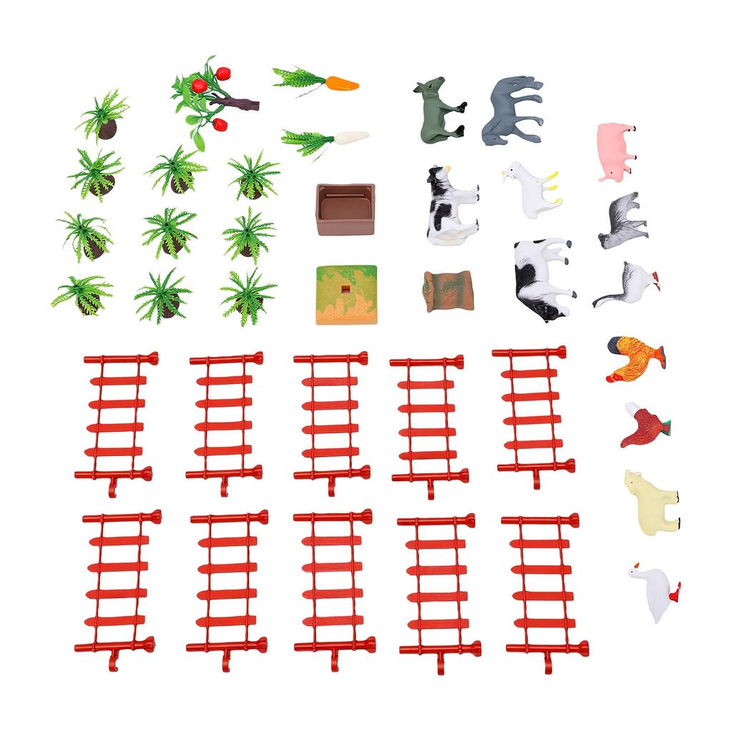 37 PCS Farm Animals Toy Set with Fence Accessories Plastic Lifelike Animals Figures Educational Scene Decor for Kids