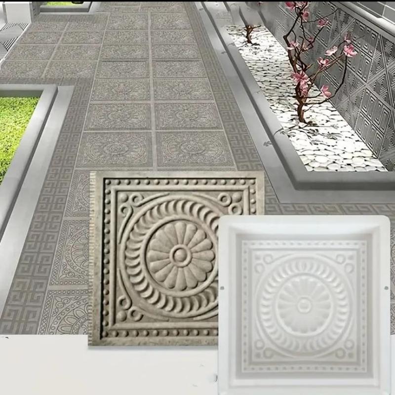 1Pcs Road Concrete Mold DIY Paving Casting Stepping Stone Square Brick Antique Landscape Yard Decor Garden Reusable Making Tools