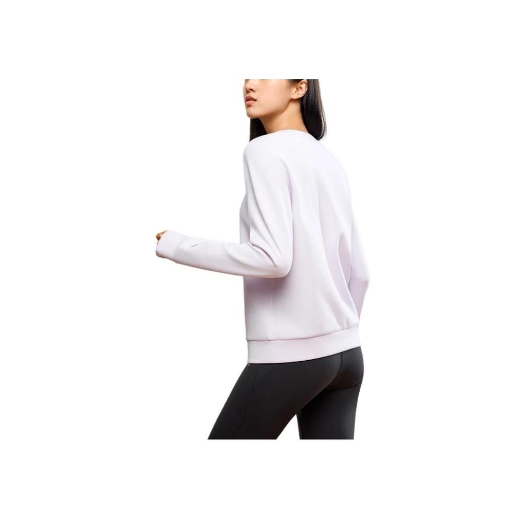 Anta Training Series Letter Round Neck Pullover Sports Long Sleeve Sweatshirt Women Sweatshirt Light-Purple 162447740-1