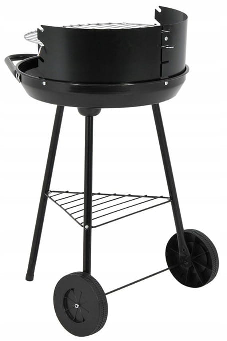 Grill ogrodowy półotwarty czarny Ruszt 37cm mobilny stalowy grill na węgiel