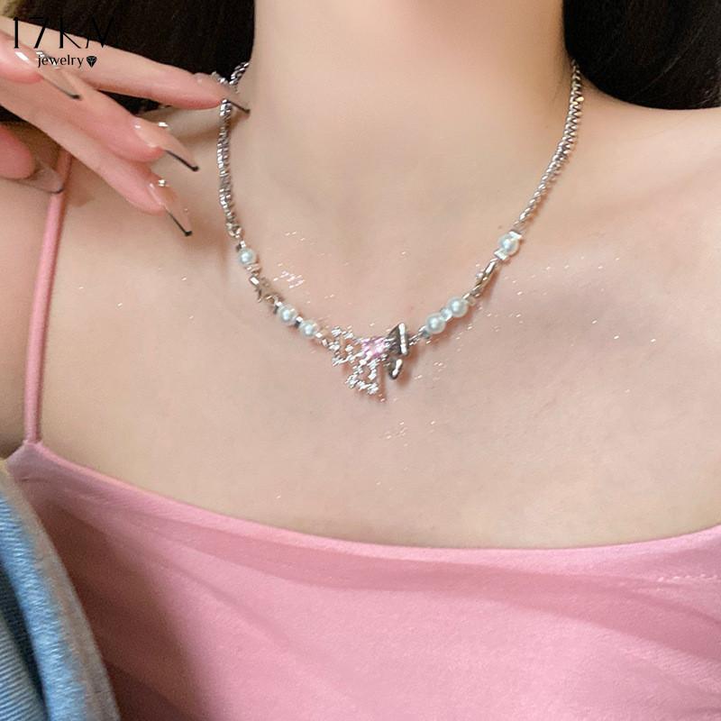 

Ожерелье со звездой и бантом из циркона, 17 км, элегантное пластиковое серебряное колье-цепочка для женщин, ювелирные аксессуары