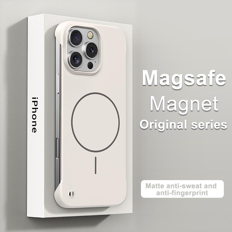 

Роскошный безрамочный тонкий чехол для телефона Magsafe для iPhone 16E 15 Pro 14 Pro Max 13 12 Беспроводная зарядка Ударопрочный Магнитный Жесткий ПК Бампер iPhone 16 античный белый