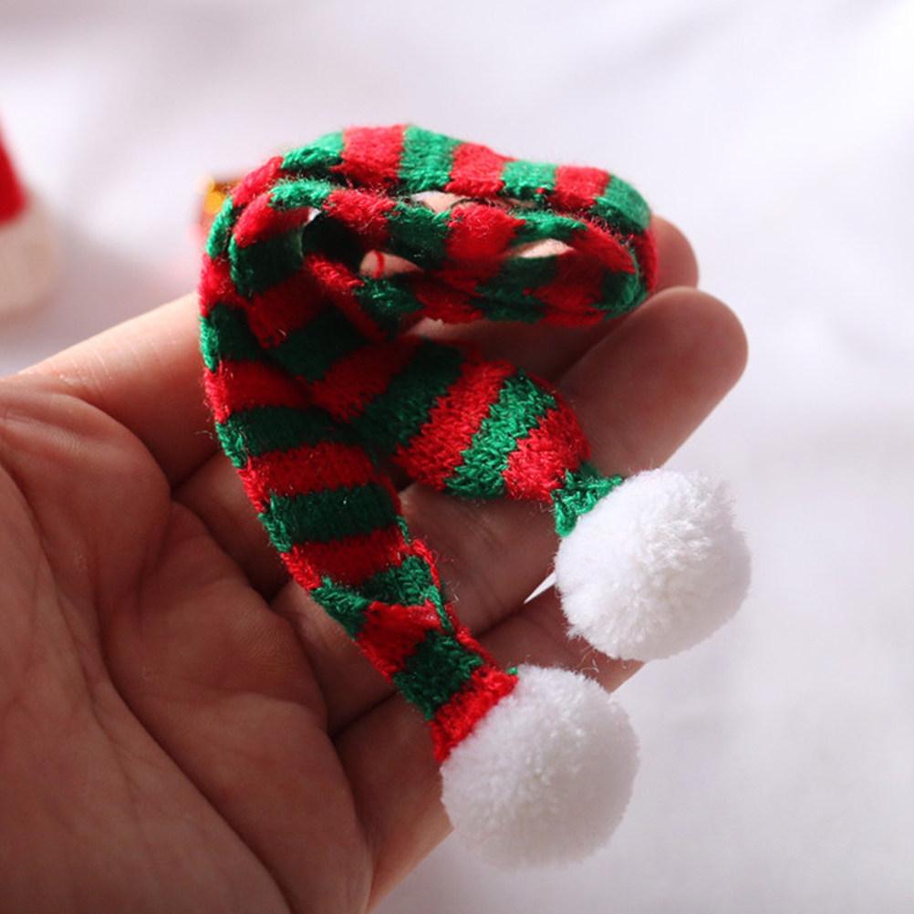 1Set Mini Christmas Hats and Scarves Set Bright Color Knitted Stretchable Holiday Decor for Miniature DIY Craft Photo Prop