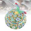 Round   Pattern Enameled Jewelry Box Decorative Metal Trinket Box Vintage Jewelry   for Desktop and Bedroom