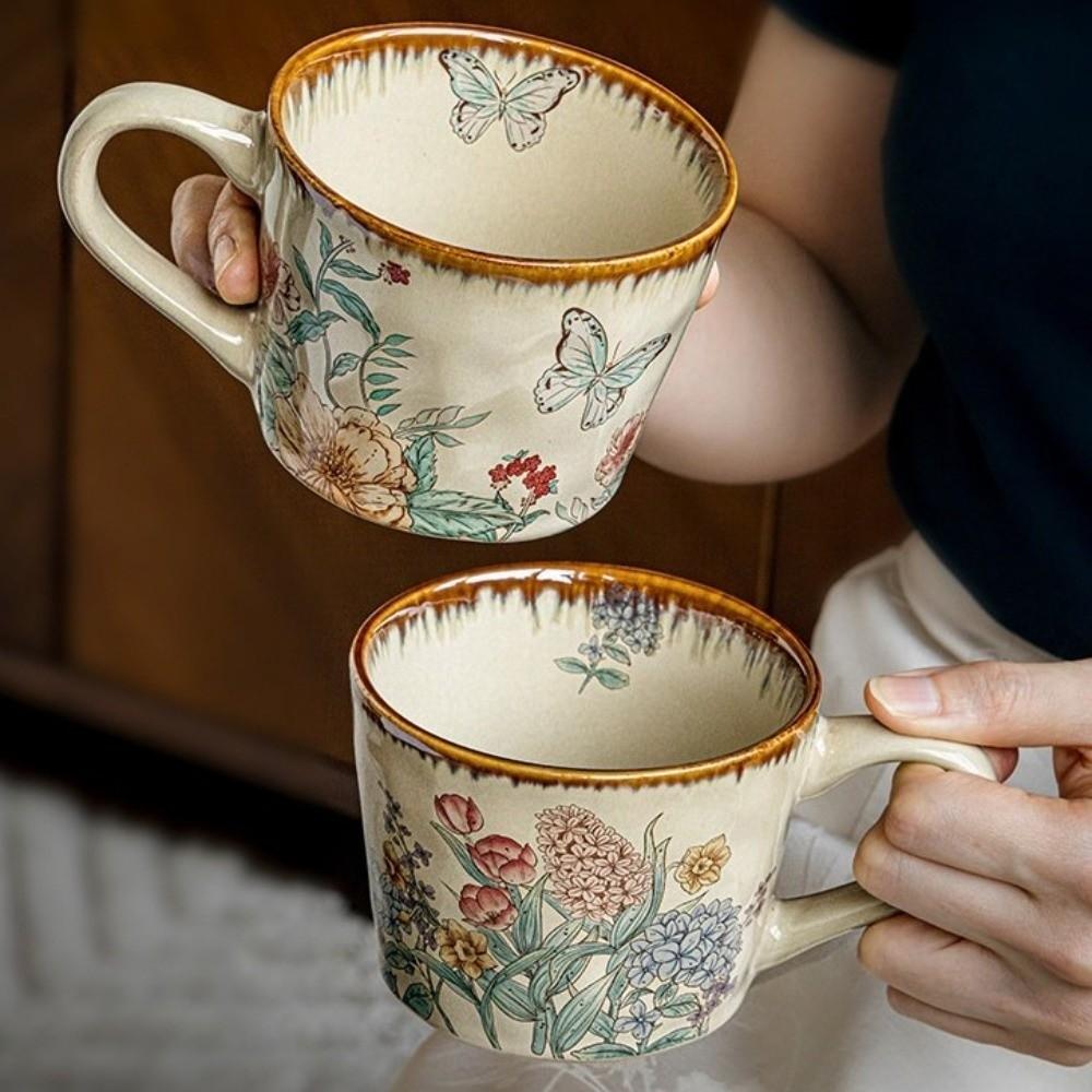 Non-slip Ceramic Coffee Cup 385ml Milk Cup Drinkware Exquisite Water Cup Travel