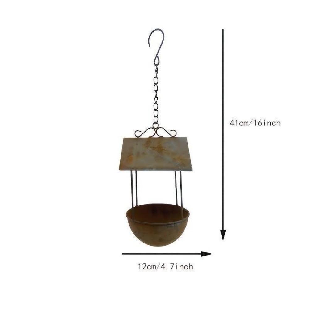 Rusty Iron Automatic Feeding Station Vintage Bird Food Container  Outdoor Garden