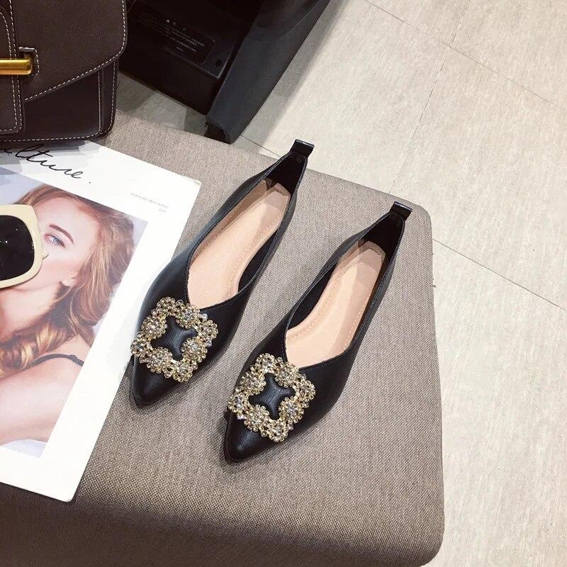 Fashion Ballerina Flats Γυναικεία Παπούτσια Μάρκα Μυτερή μύτη Γραφείο Γυναικεία Flats Μονά Παπούτσια Soft Plus Size 41