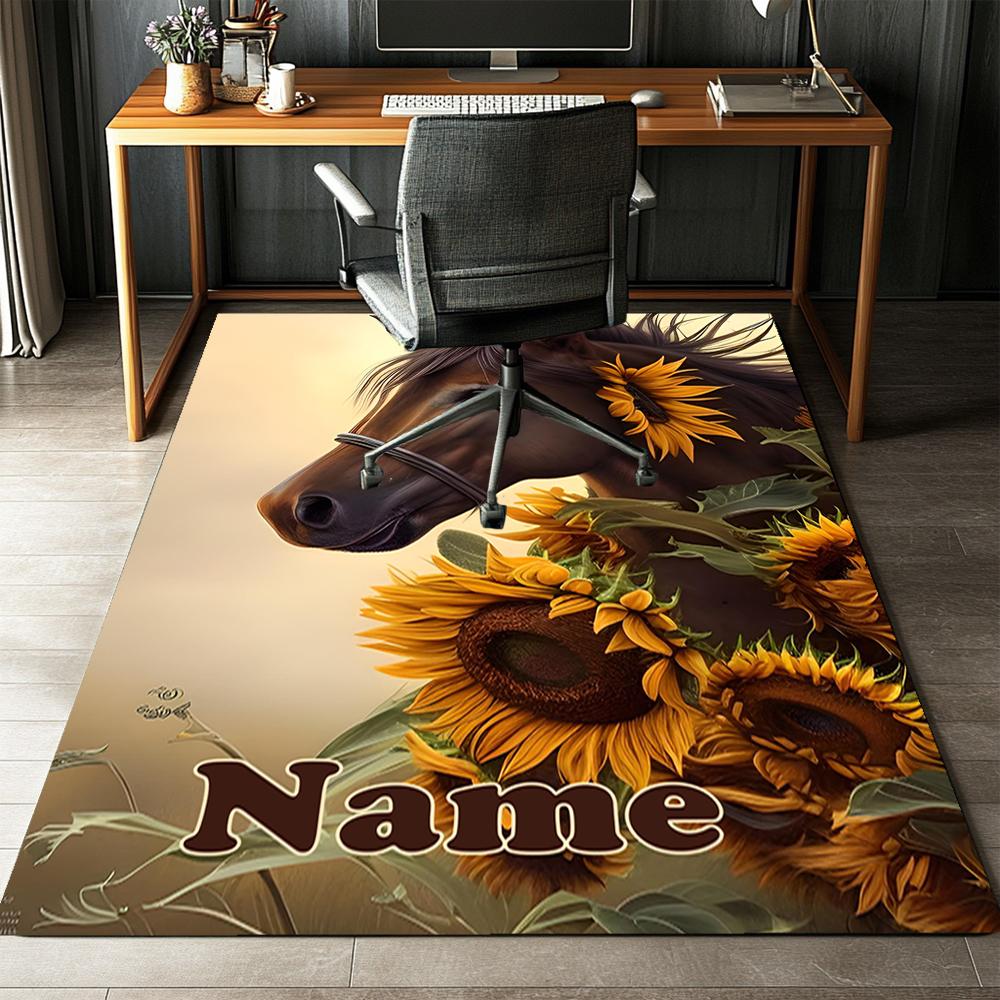 Custom Name Horse Printed Carpet,Rug for Office Chair Living Room Bedroom Kitchen Room Decor Gifts.
