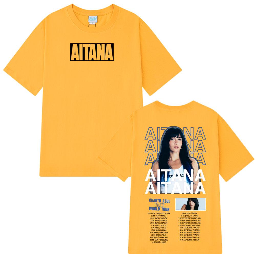 Singer Aitana Cuarto Azul Album 2026 Tour T Shirt Men Women Aesthetic Trend T-shirt Short-sleeved Loose Casual Cotton T-shirts