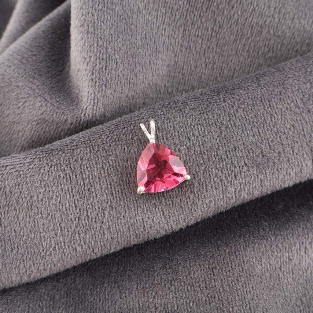 Pink Tourmaline Gemstone 925 Sterling Silver Jewelry Handcrafted Pendant 0.58" CZP-15-1
