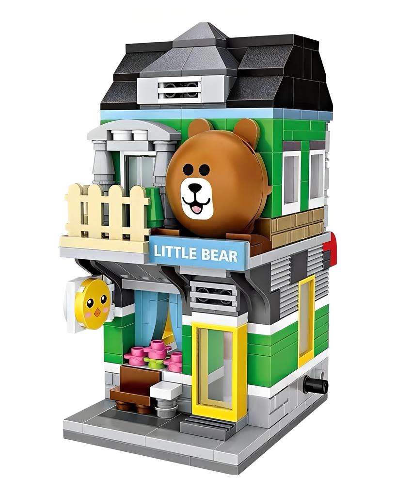 LOZ 1630 City Street Bear Duck Obchod se zvířaty Pet Shop Architektura Model Mini bloky Cihly Stavebnice Hračka pro děti Dárek Bez krabice