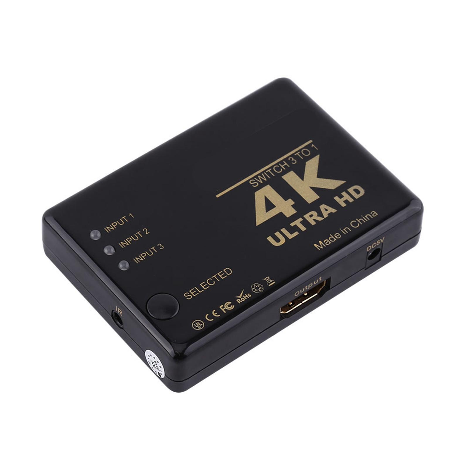 

4K Ultra HD 1080P 3-портовый HDMI-коммутатор, селекторный усилитель, разветвитель, концентратор с пультом дистанционного управления