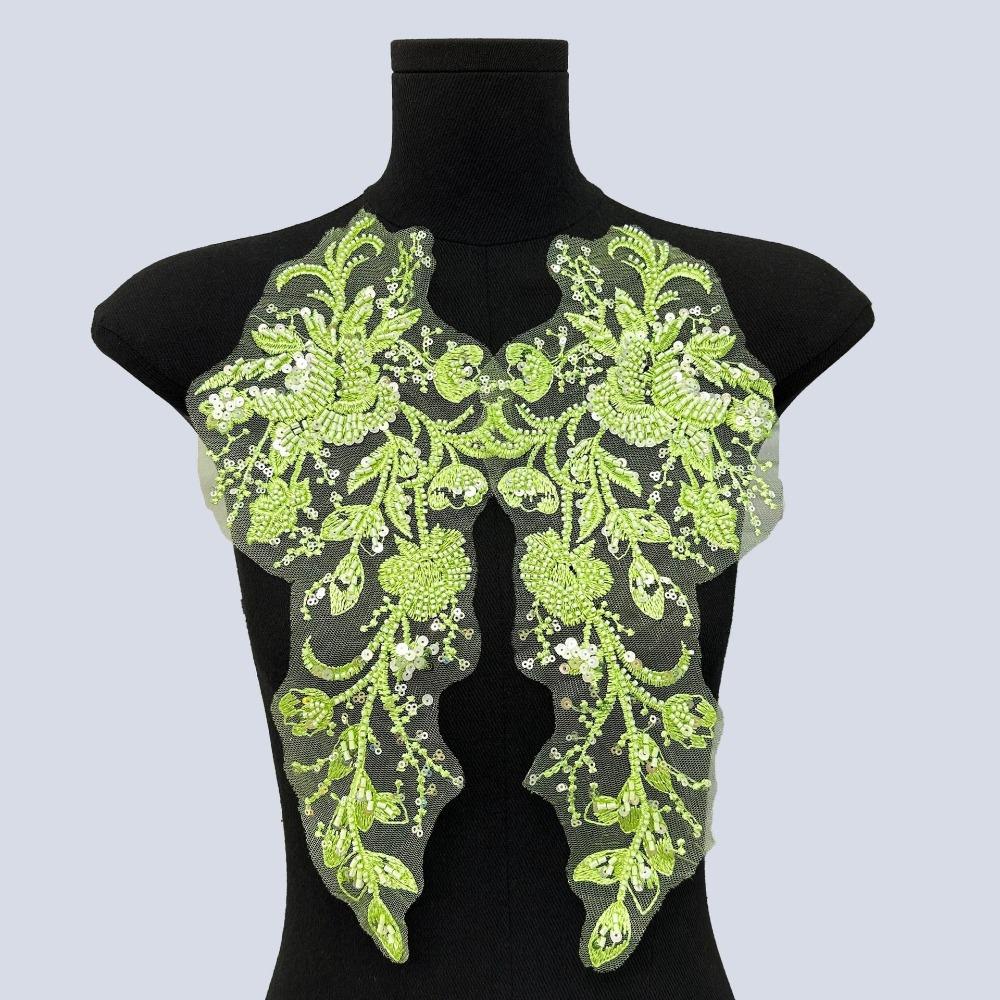 Floral Pattern Embroidery Applique Beaded Sequin Sewing Applique Exquisite Cloth Patch Sewing DIY