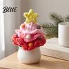 Handmade Wool Desktop Decorations Hand Crochet Potted Christmas Tree, Creative Knitted Plant, Mini Thoughtful Holiday Gifts for Friends Cute