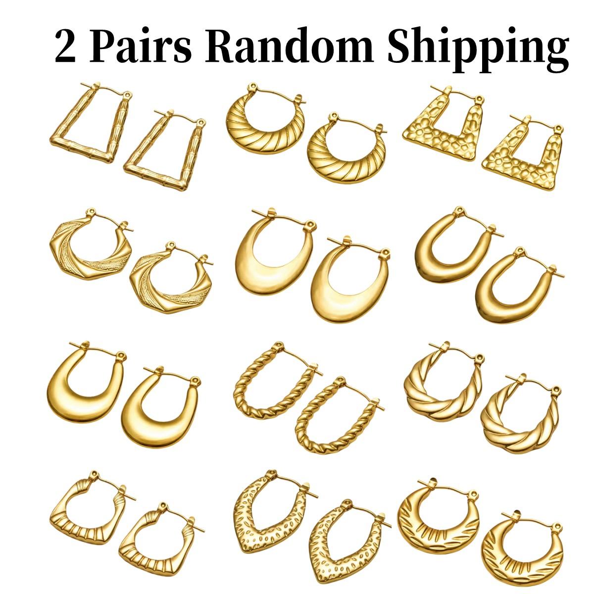 

Stainless Steel Chunky Rectangle Earrings Hypoallergenic Party Earring 18K PVD Gold Plated Huggie Women Jewelry