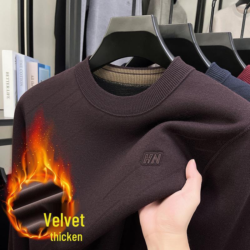 Men's High-Quality Merino Wool Fleece Crew Neck Sweater - Thick, Warm, and Casual Knitted Base Layer