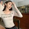 Women's T Shirt Letter Print Slim Casual Long Sleeves Retro