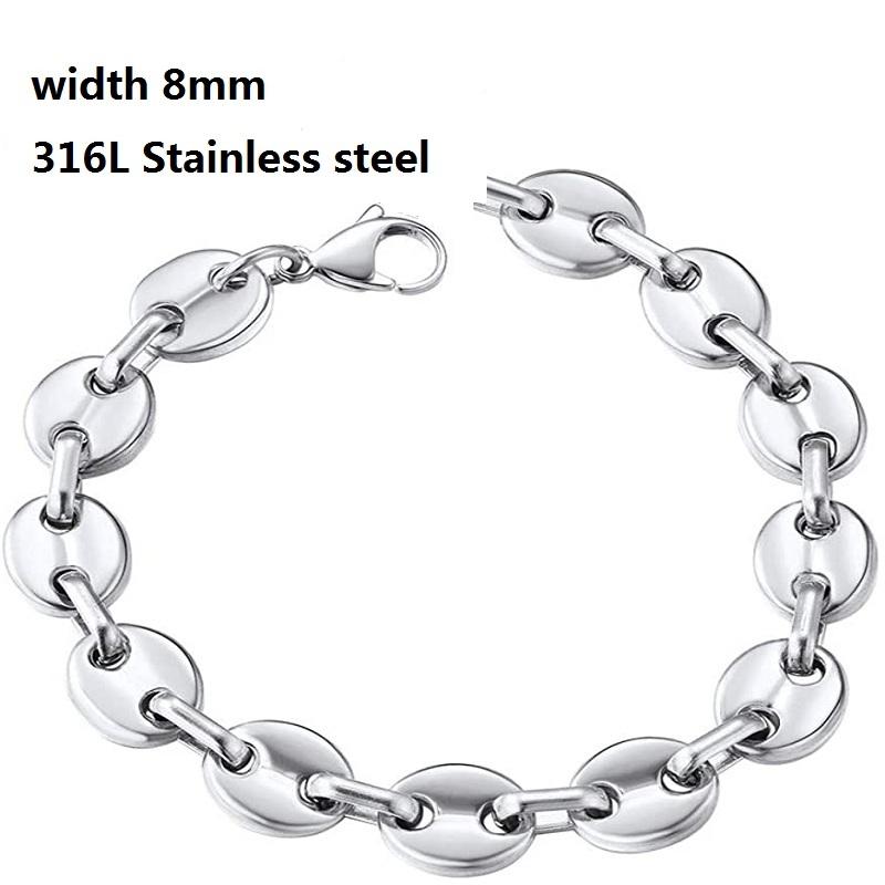 316L Stainless Steel Cuban Chain Bracelet for Men Women Figaro Vintage Metal Viking Kpop Pulseras Emo Cute Luxury Jewelry Gift