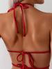 European & American Solid Color Backless Halter Bikini: Sexy Split, High-End Beach Style