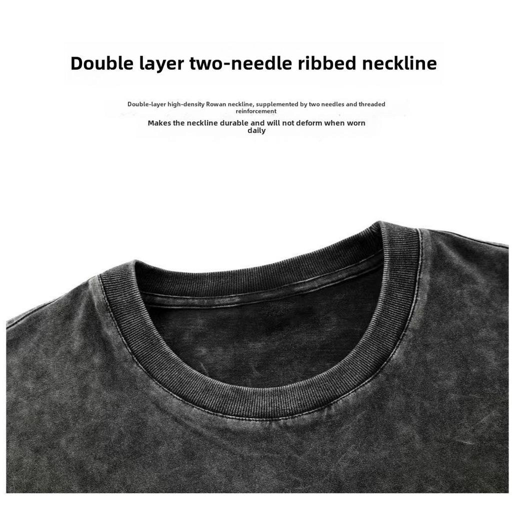 Gewaschenes Distressed Einfarbiges Kurzarm-T-Shirt aus Reiner Baumwolle - Damen Sommer Basic, Europäischer & Amerikanischer Streetstyle.