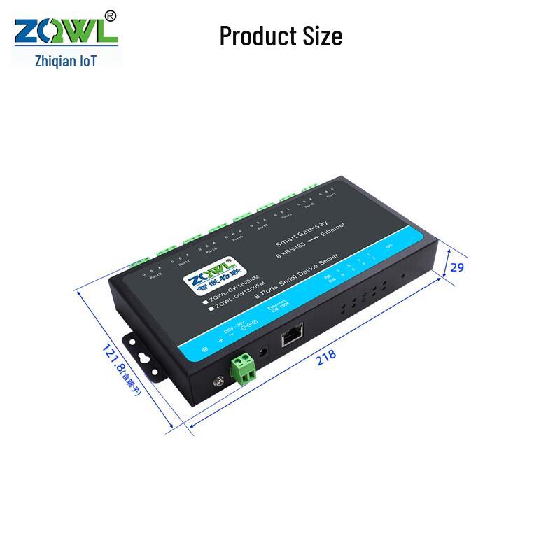 ZQWL 8-Channel Industrial Serial to Ethernet Server