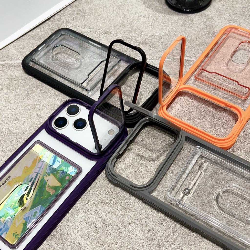 Acrylic Card Holder Slot Transparent Case For iPhone 17 Air 16 15 14 13 12 11 Plus Pro Max Wallet Camera Holder Protection Cover