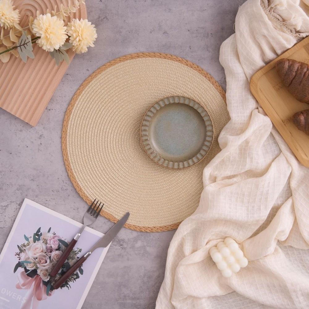Anti-scald Woven Placemat Heat Insulation Solid Color Table Mat  Party Table Decoration