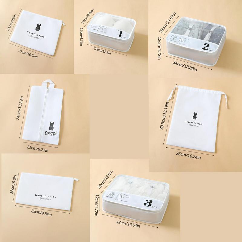 7Pcs Folding Travel Organizer Storage Bags Wardrobe Cube Suitcase Packing Cubes Set Storage Luggage Clothes Shoe Organizer