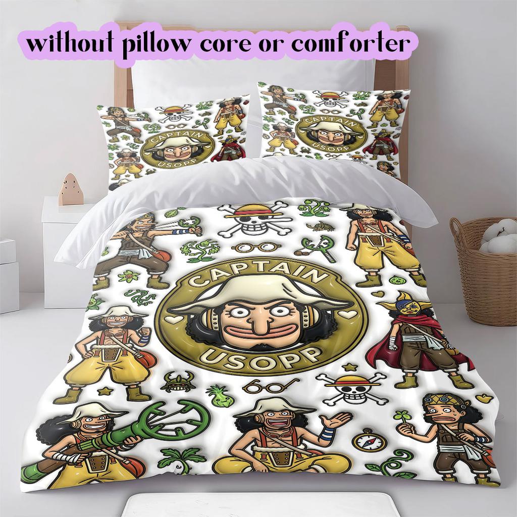 OnePiece 3pcs Cartoon Print Bedding Set Duvet Cover Children's Gift Various Sizes Extra Large Size New