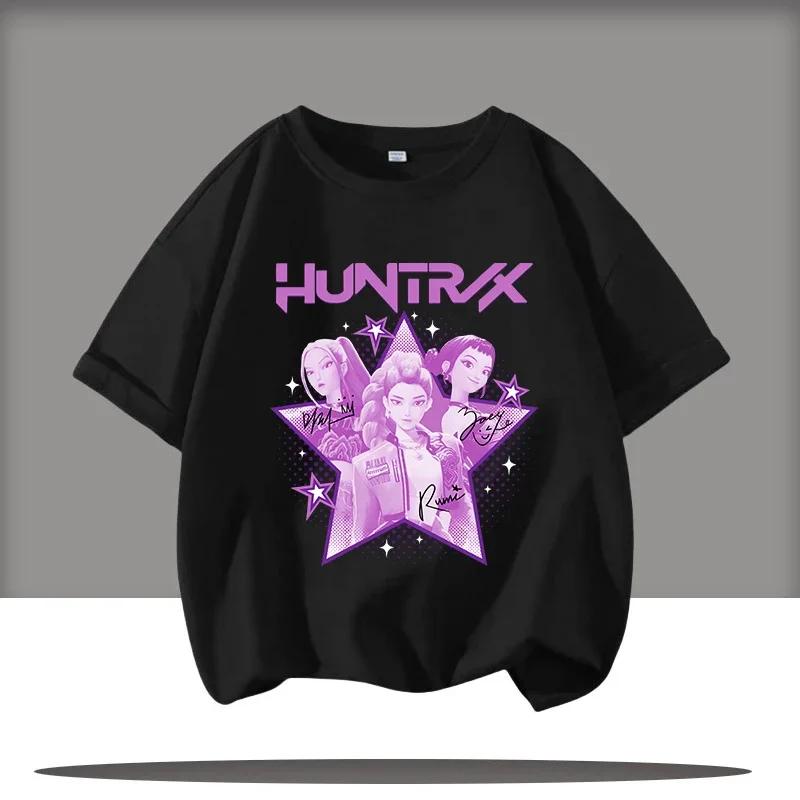 KPop Devil Hunter Cartoon Anime Peripheral Printed Children's Round Neck Fashionable Comfortable Girls' T-shirt