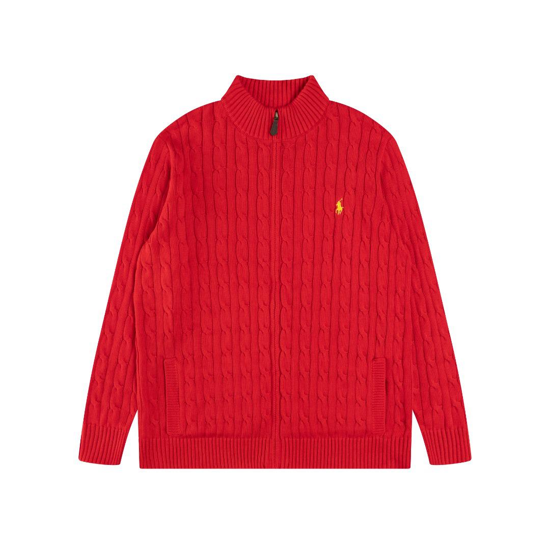 

25ss Autumn/Winter High-Quality Cable Knit Cardigan with Scannable Code and Embroidered Small Logo XS