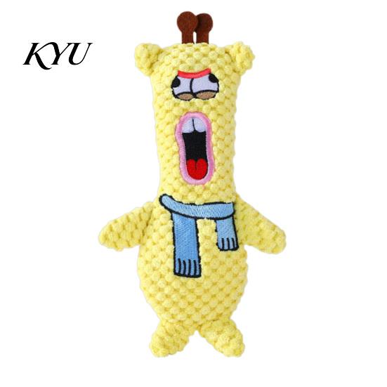Durable Plush Toys for Daily Chewing Stuffed Animal Dog Toy, Squeaky Pet Chew Funny Cartoon Character Bear Bunny Deer Design, Teething Toy Puppies,