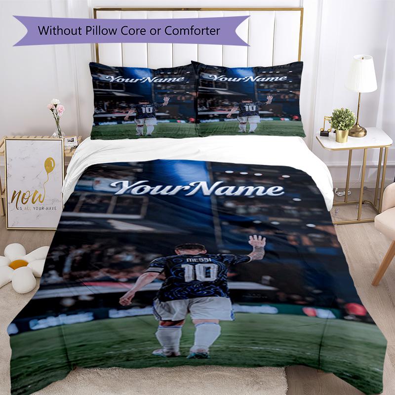 Messi 428 Customize your name Bedding Set Breathable Duvet Cover with Pillowcases Home Decoration Birthday Gift
