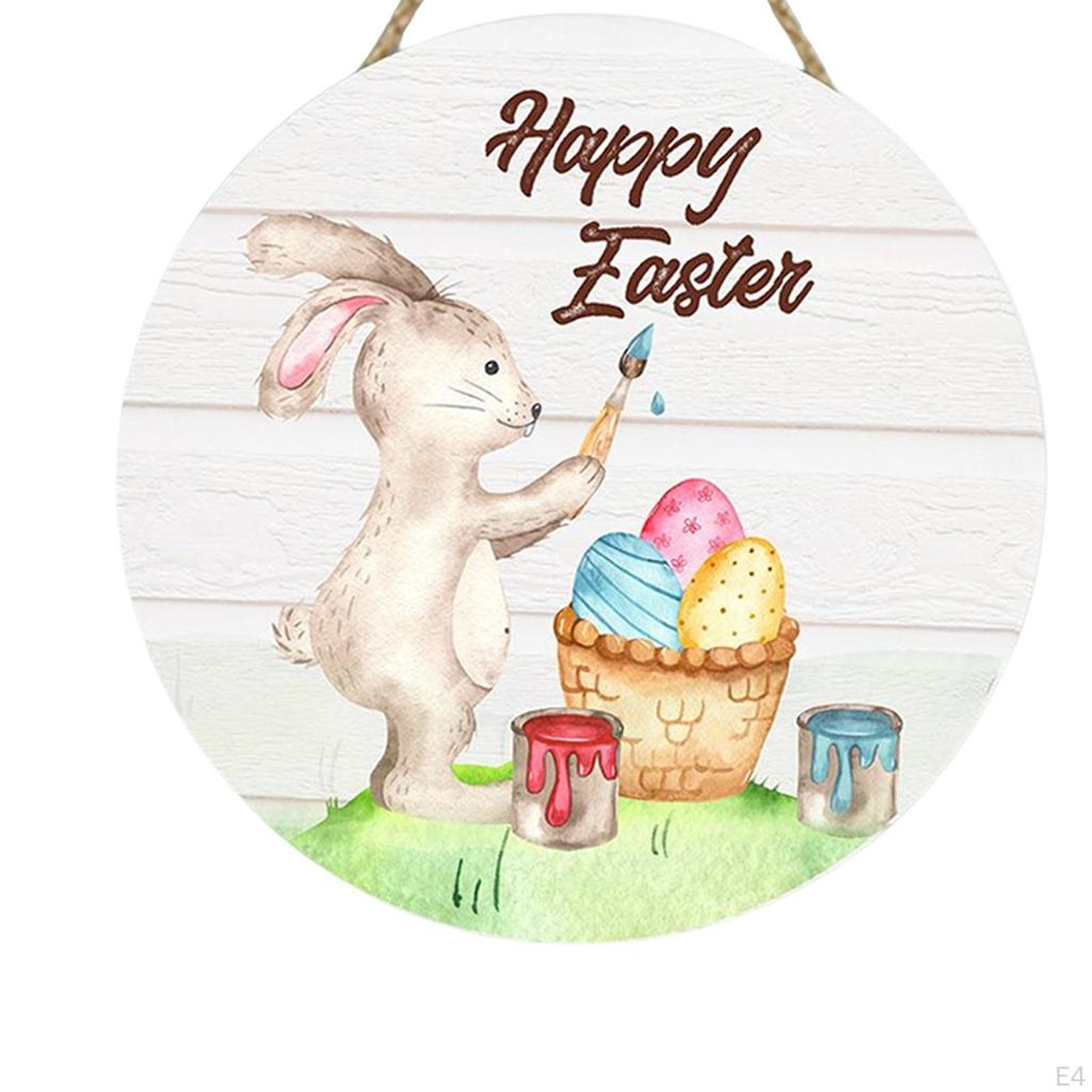 Easter Bunny Wooden Hanging Sign - Charming Front Door Decoration
