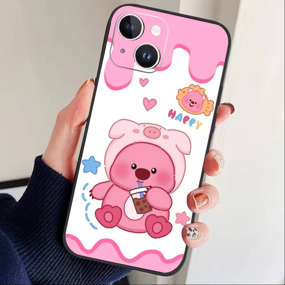 Süße Cartoon L-loopy Handyhülle Für iPhone 16,15,14,13,12,17,Pro Max,Plus Silikon Schwarze Hülle