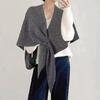 Women's Wool Blend Knitted Shawl Cardigan - Versatile Autumn/Winter Fashion