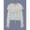 Autumn Winter New Lace See-through Double Layer Ruffle Collar Blouse, Fashion Design Sense Temperament Commuter Shirt for European American Women
