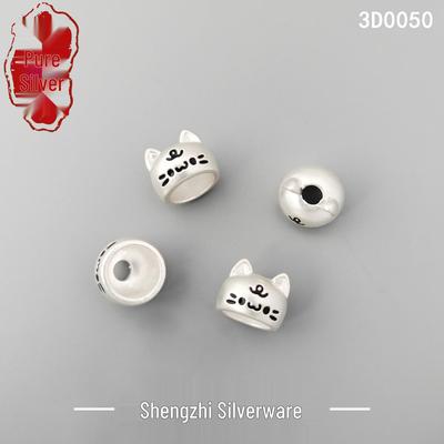 999 Sterling Silver Cat Pendant Bell Necklace - Chinese Style Wealth Attraction, Cute Niche Design, DIY Xiaohongshu Hot Item
