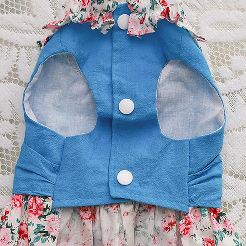 Floral Dog Cat Dress Shirt Bownot Skirt  with Matching Dog Leash Pet Puppy Skirt Spring Summer Clothes Apparel