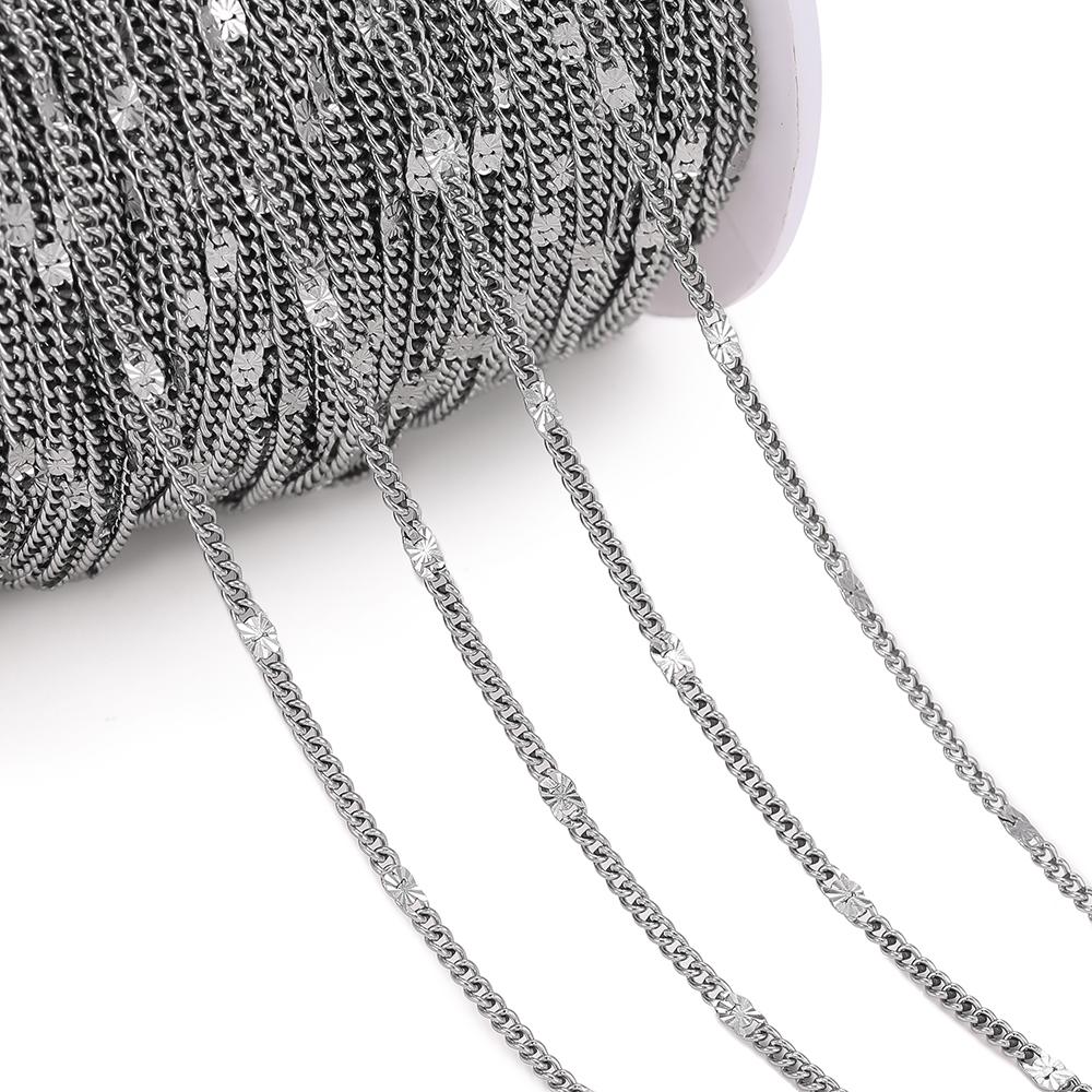 

1Meter/Pack Stainless Steel Link Chains Bulk Gold Color Necklace Chains for DIY Bracelet Necklace Jewelry Making Accessories 1m