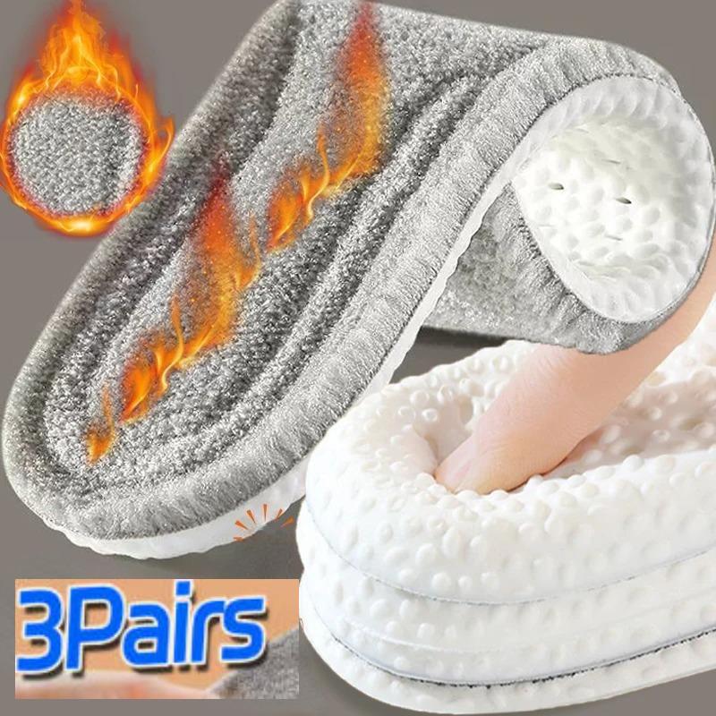 3 Pairs Winter Self-heating Insoles Women Men Thicken Thermal Plush Shoe Pads Unisex Sports Boots Cashmere Inserts Padding