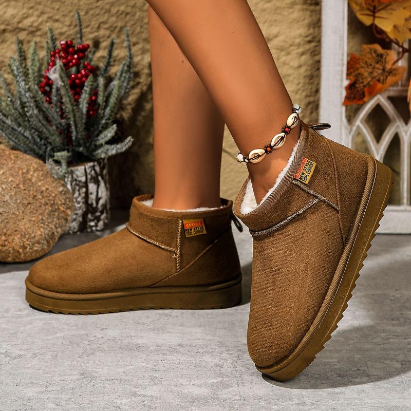 

Зимние хиты продаж 2024 года, высококачественные женские сапоги, модные однотонные замшевые женские короткие сапоги с круглым носком на низком каблуке 41 верблюд