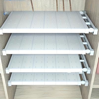 Organisateur de Séparateur d'Étagère Télescopique Réglable Sans Perçage/Support de Partition en Plastique Multifonctionnel/Partitions Superposées/Économise de l'Espace