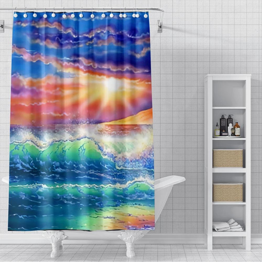 Home Shower Curtains for Bathroom Landscape Animals Waterproof Fabric Bathroom Curtains Modern Shower Curtain 180x200 240x200