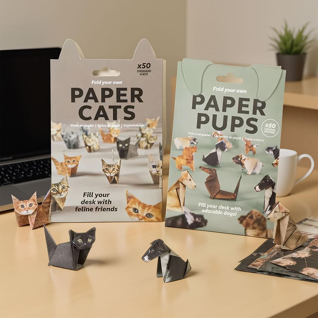 Creative Diy Paper Cats Handmade Diy Paper Cat Dog Dinosaur Folding Animal Folding Paper Set Fun Origami Craft Kit for Adult Kid
