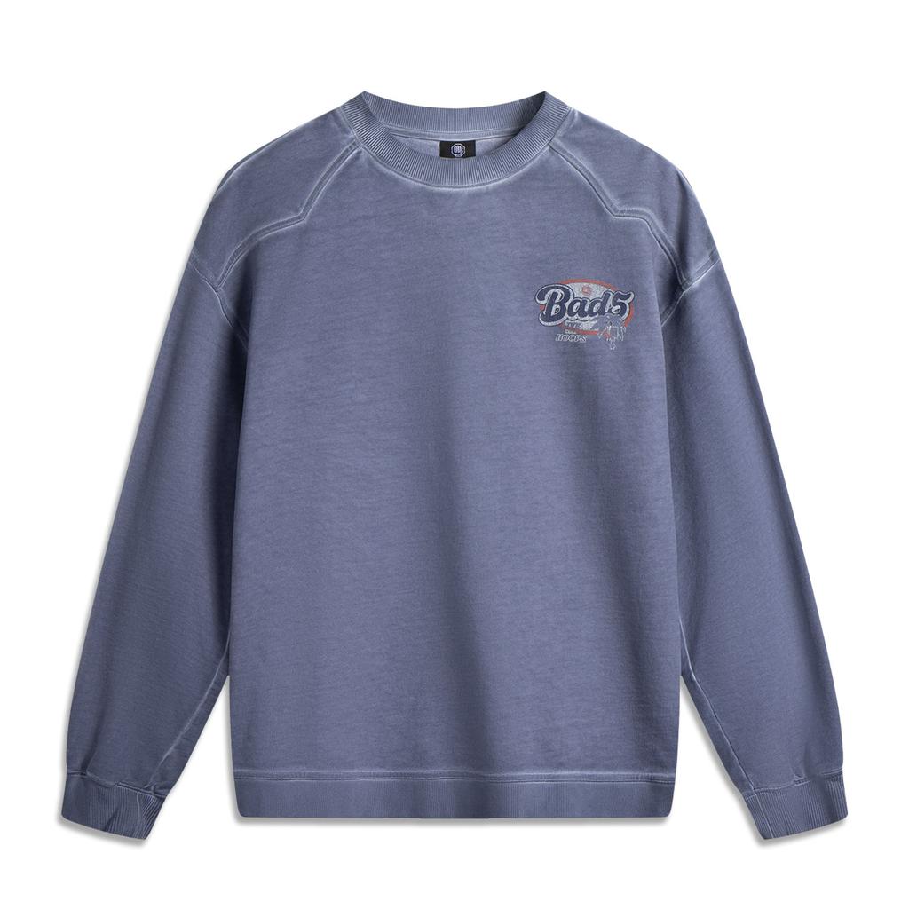 Li Ning Bad Five Simple Comfortable Back Letter Round Neck Loose Shoulder Casual Sports Sweatshirt Men sweatshirt AWDV325-5