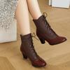 Vintage British style high-heeled tapered with Martin boots contrasting colors Hanfu Cosplay Brock leather boots short boots
