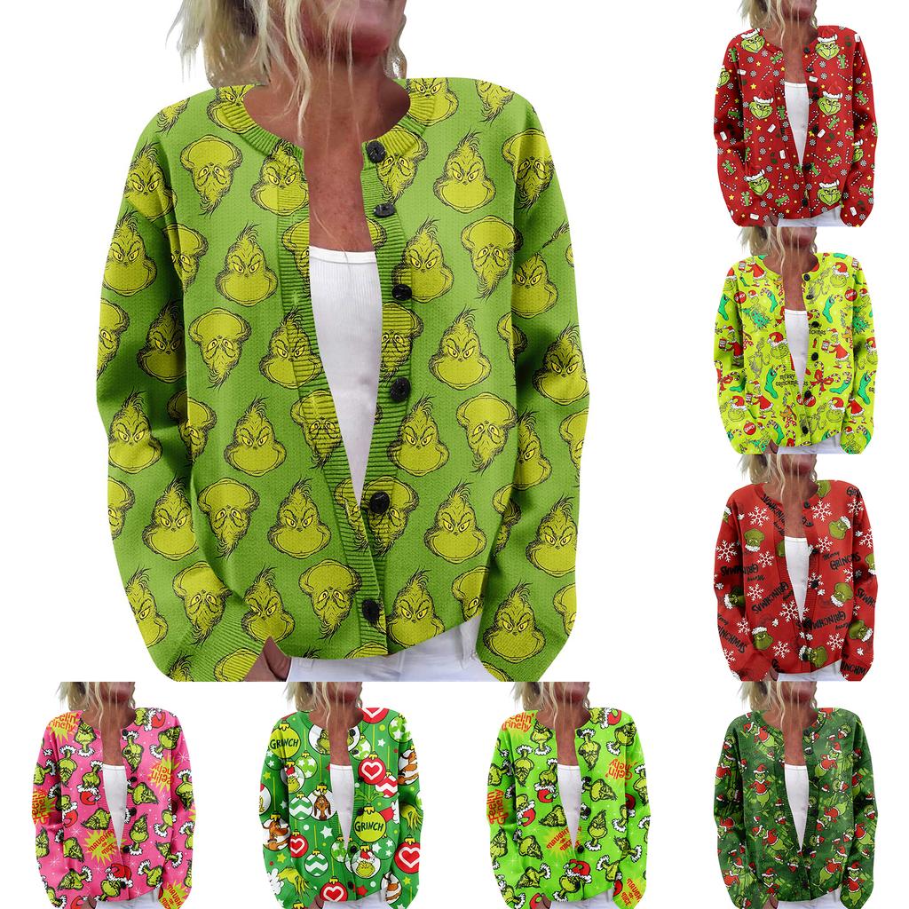 Dámský vánoční svetr Roztomilý zábavný vánoční svetr Podzimní a zimní svetr s dlouhým rukávem Pletený svetr